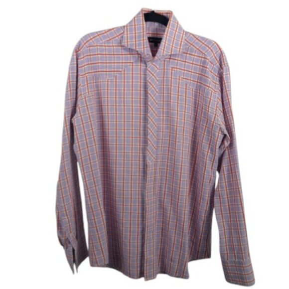 Bogosse Men's Trinita Long Sleeve Button Up Shirt Purple Plaid size 4 = Large - Picture 2 of 10